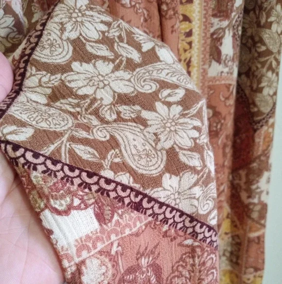 Rip Curl terracotta floral boho wide leg palazzo pants women size medium/large - Picture 3 of 9